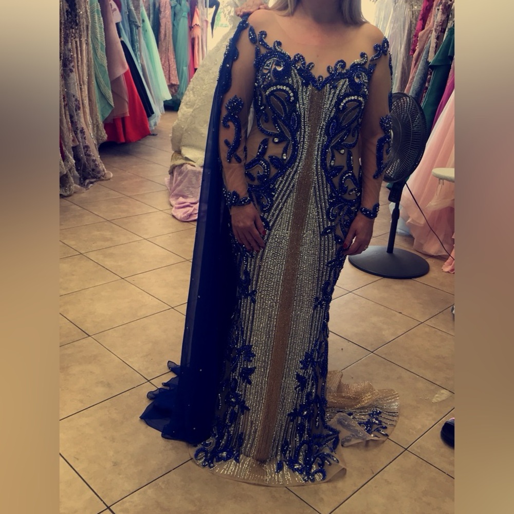 Navy and Gold Evening Gown